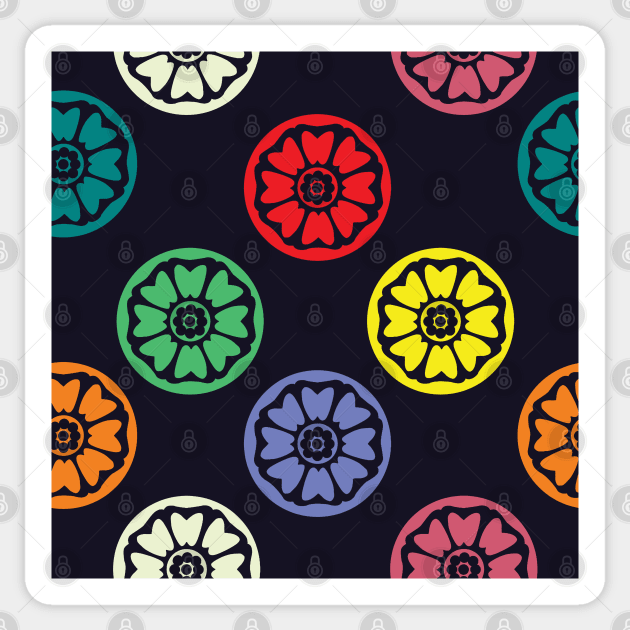 Colorful White Lotus Tile Pattern Sticker by FromTheAshes